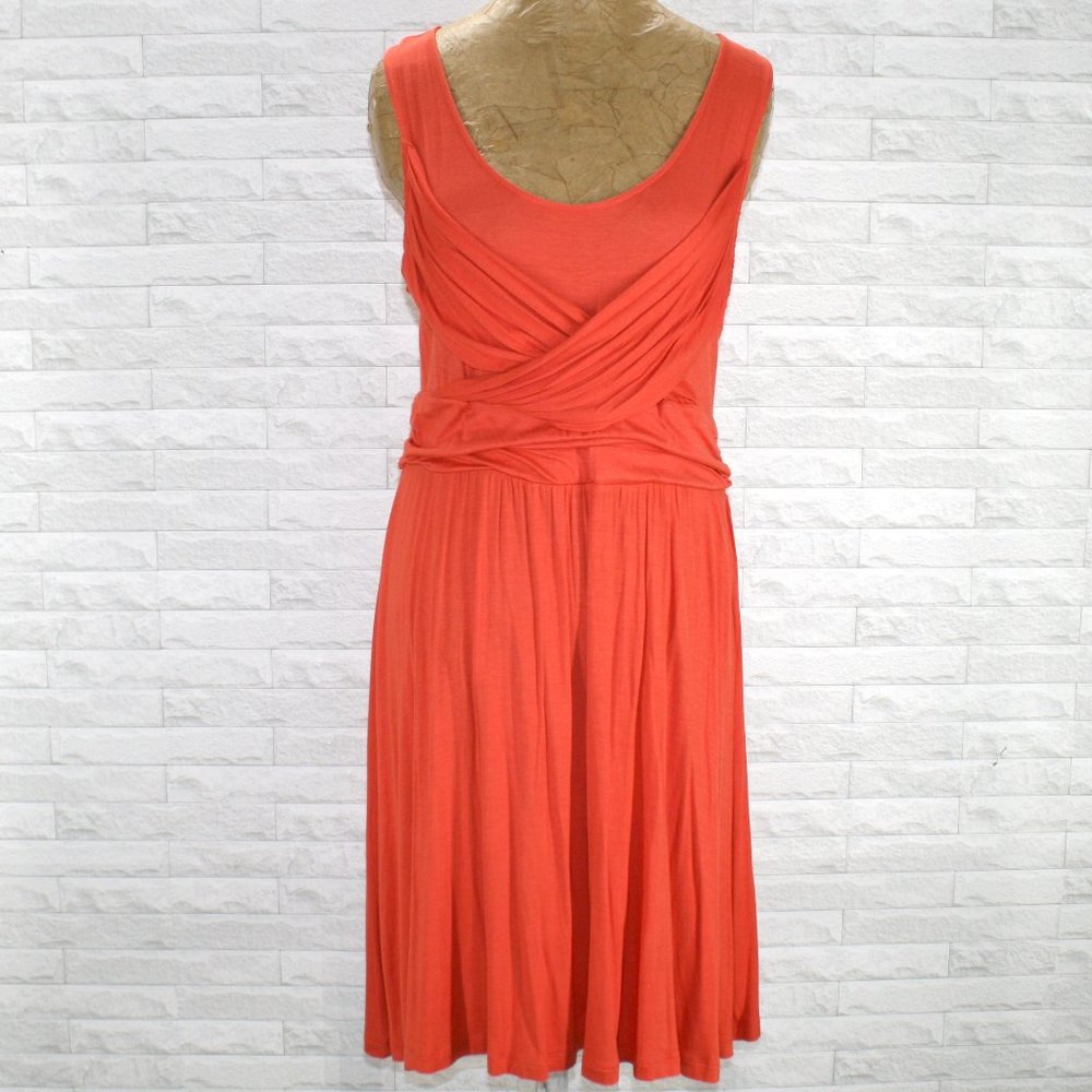 ELLE Dress Criss Cross Front Casual Feminine Comfortable Orange Midi Large